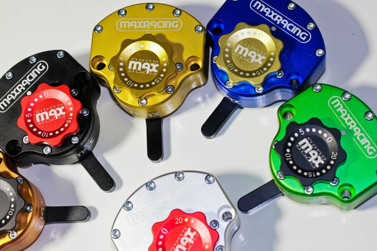 MaxRacing MAX10 Steering Damper - Kawasaki - Ninja 300 (2013 and Newer) Base Color: Black Regulator Color: Black