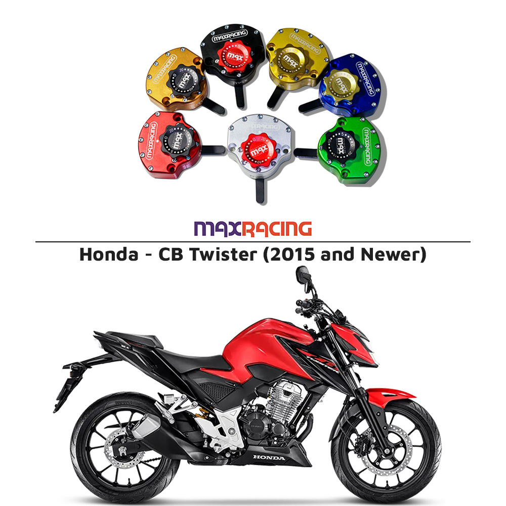 MaxRacing MAX10 Steering Damper - Honda - CB Twister (2015 and Newer) Base Color: Black Regulator Color: Black