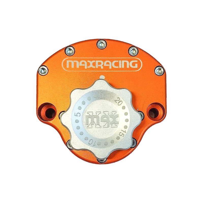 MaxRacing MAX20 Steering Damper - Kawasaki - ZX-6R 636 (2013-2024) Base Color: Orange Regulator Color: Silver