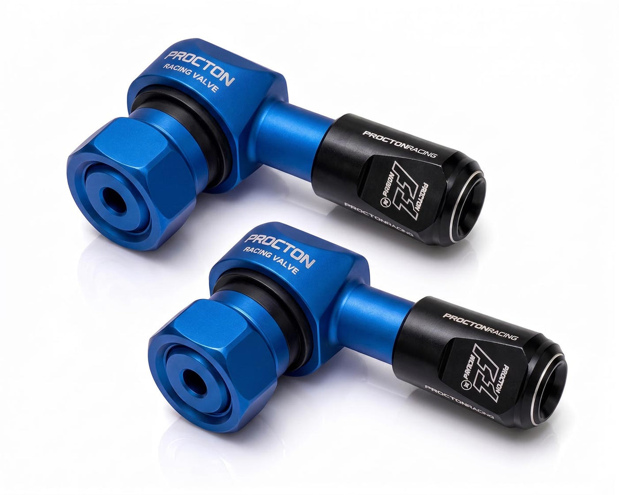 Procton 90 Degree Angled Motorcycle Valve Stem - Matte Blue