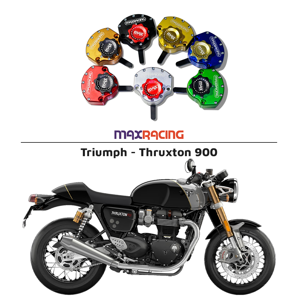 MaxRacing MAX20 Steering Damper - Triumph - Thruxton 900 Base Color: Black Regulator Color: Black