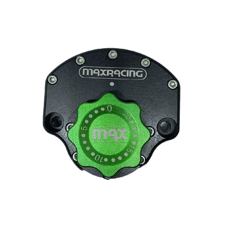 MaxRacing MAX20 Steering Damper - Honda - CB 650 F - Fat Bar (2013-2017) Base Color: Black Regulator Color: Green