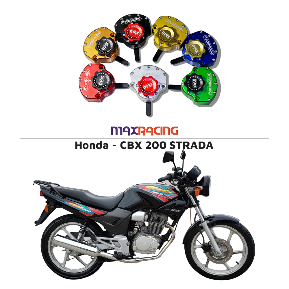 MaxRacing MAX10 Steering Damper - Honda - CBX 200 STRADA Base Color: Black Regulator Color: Black