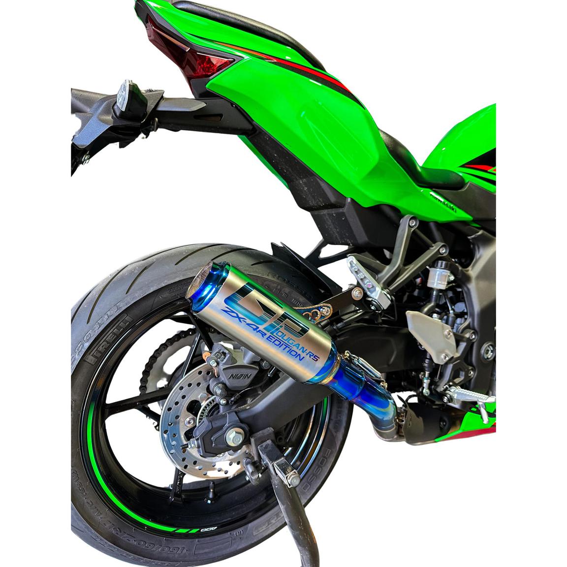Titanium Muffler Titanium Slip-On Muffler (Blue) | High-Performance | Titanium Slip-On Exhaust | KAWASAKI ZX4R
