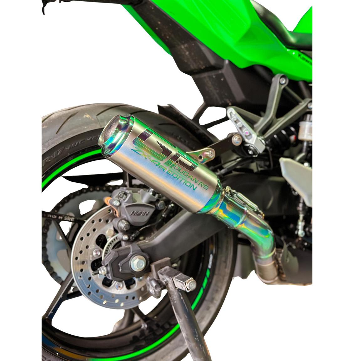 Titanium Muffler Titanium Slip-On Muffler (Green) | High-Performance | Titanium Slip-On Exhaust | KAWASAKI ZX-4R