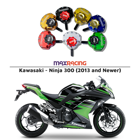 MaxRacing MAX10 Steering Damper - Kawasaki - Ninja 300 (2013 and Newer) Base Color: Black Regulator Color: Black