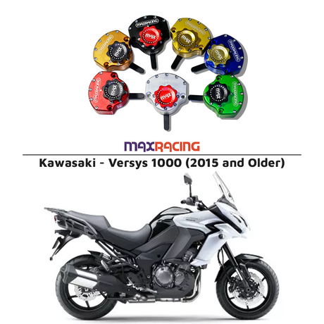 MaxRacing MAX20 Steering Damper - Kawasaki - Versys 1000 (2015 and Older) Base Color: Black Regulator Color: Black