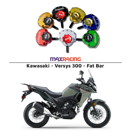 MaxRacing MAX10 Steering Damper - Kawasaki - Versys 300 - Fat Bar Base Color: Black Regulator Color: Black