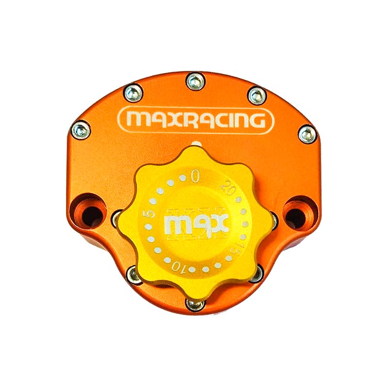 MaxRacing MAX20 Steering Damper - Suzuki - Bandit 1200 N - Fat Bar (2000-up) Base Color: Orange Regulator Color: Gold