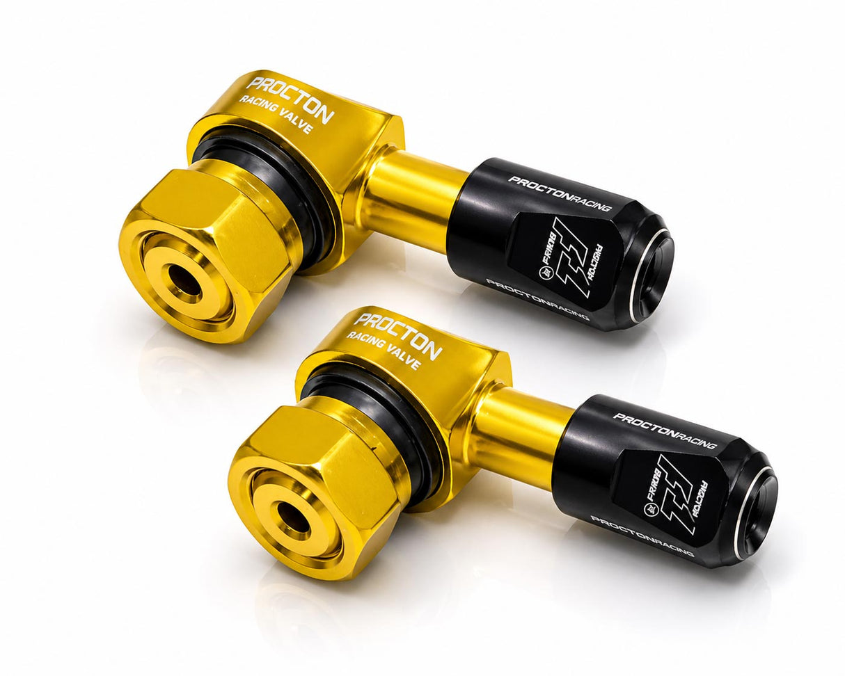 Procton 90 Degree Angled Motorcycle Valve Stem - Gold