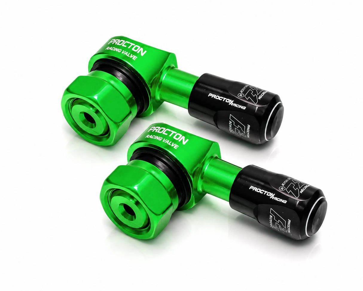 Procton 90 Degree Angled Motorcycle Valve Stem - Green