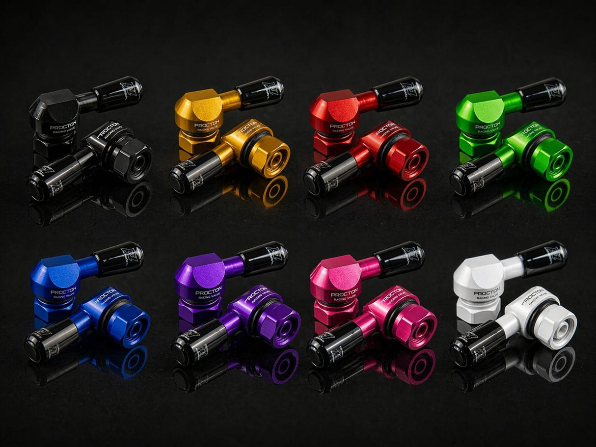 Procton 90 Degree Angled Motorcycle Valve Stem - available colors