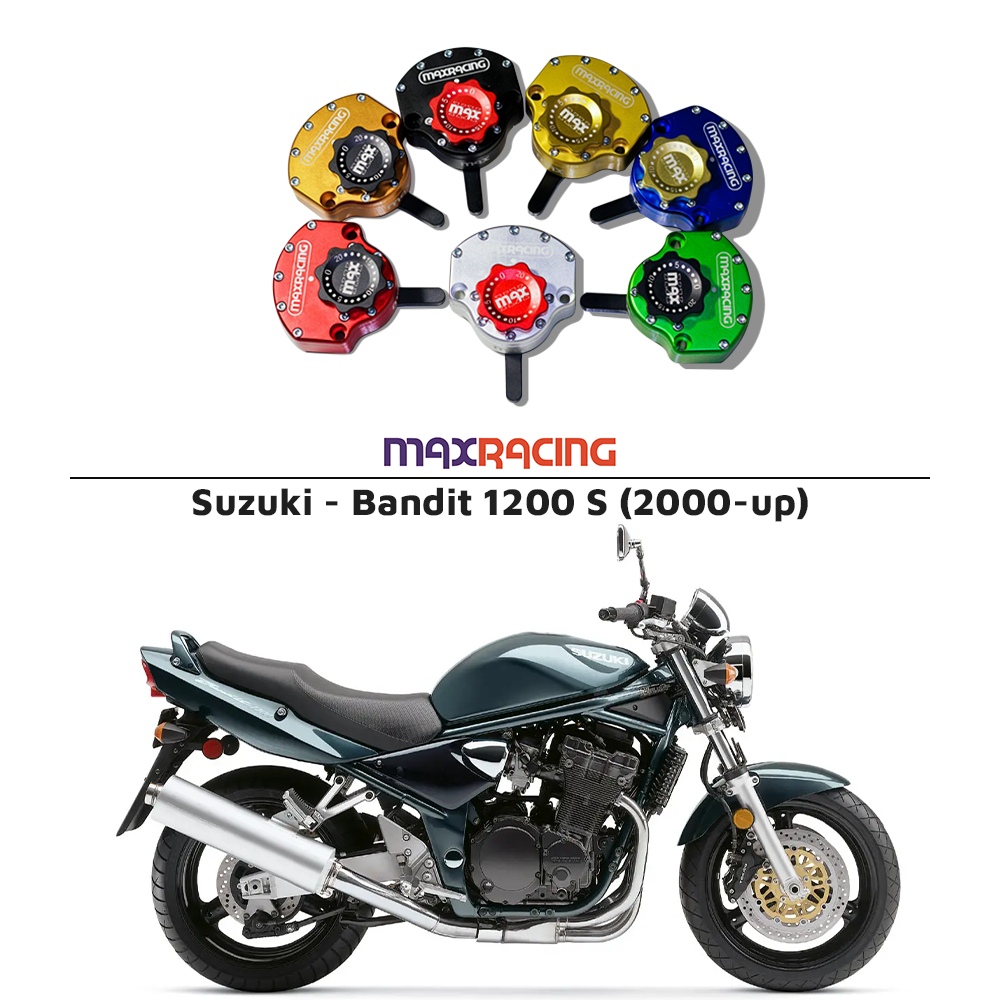 MaxRacing MAX20 Steering Damper - Suzuki - Bandit 1200 S (2000-up) Base Color: Black Regulator Color: Black