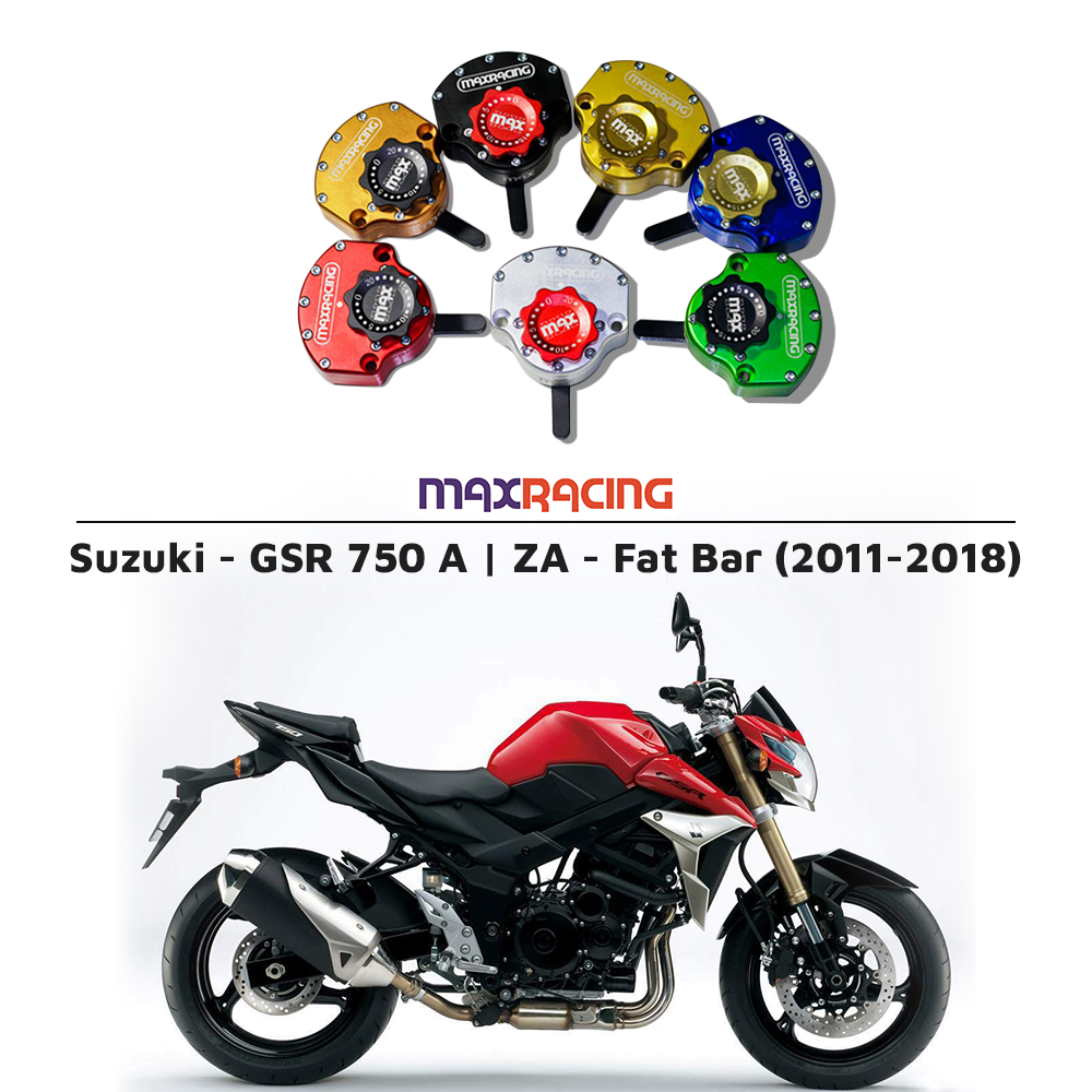 MaxRacing MAX20 Steering Damper - Suzuki - GSR 750 A | ZA - Fat Bar (2011-2018) Base Color: Black Regulator Color: Black