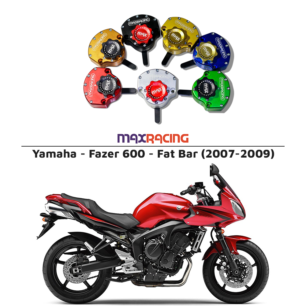 MaxRacing MAX20 Steering Damper - Yamaha - Fazer 600 - Fat Bar (2007-2009) Base Color: Black Regulator Color: Black