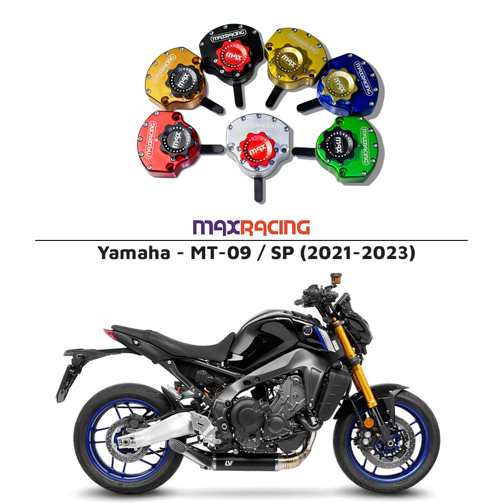 MaxRacing MAX20 Steering Damper - Yamaha - MT-09 / SP (2021-2023) Base Color: Black Regulator Color: Black