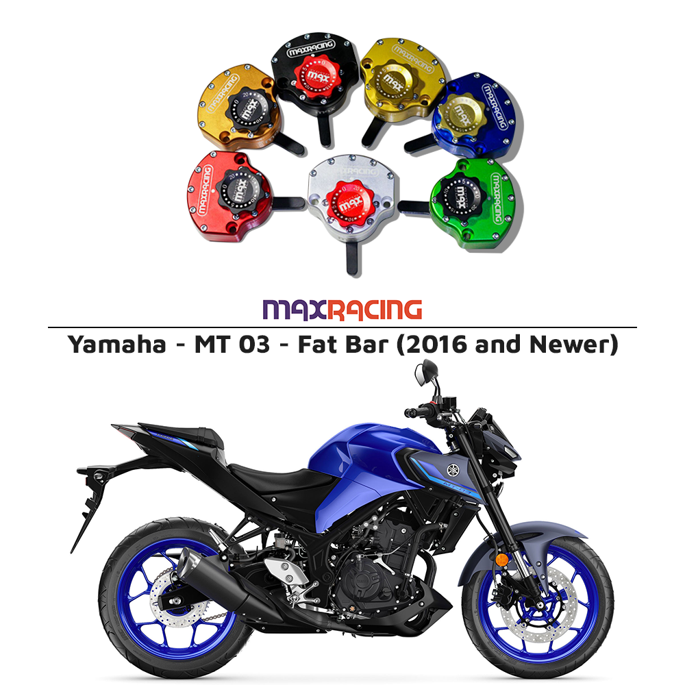 MaxRacing MAX10 Steering Damper - Yamaha - MT 03 - Fat Bar (2016 and Newer) Base Color: Black Regulator Color: Black