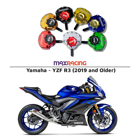 MaxRacing MAX10 Steering Damper - Yamaha - YZF R3 (2019 and Older) Base Color: Black Regulator Color: Black